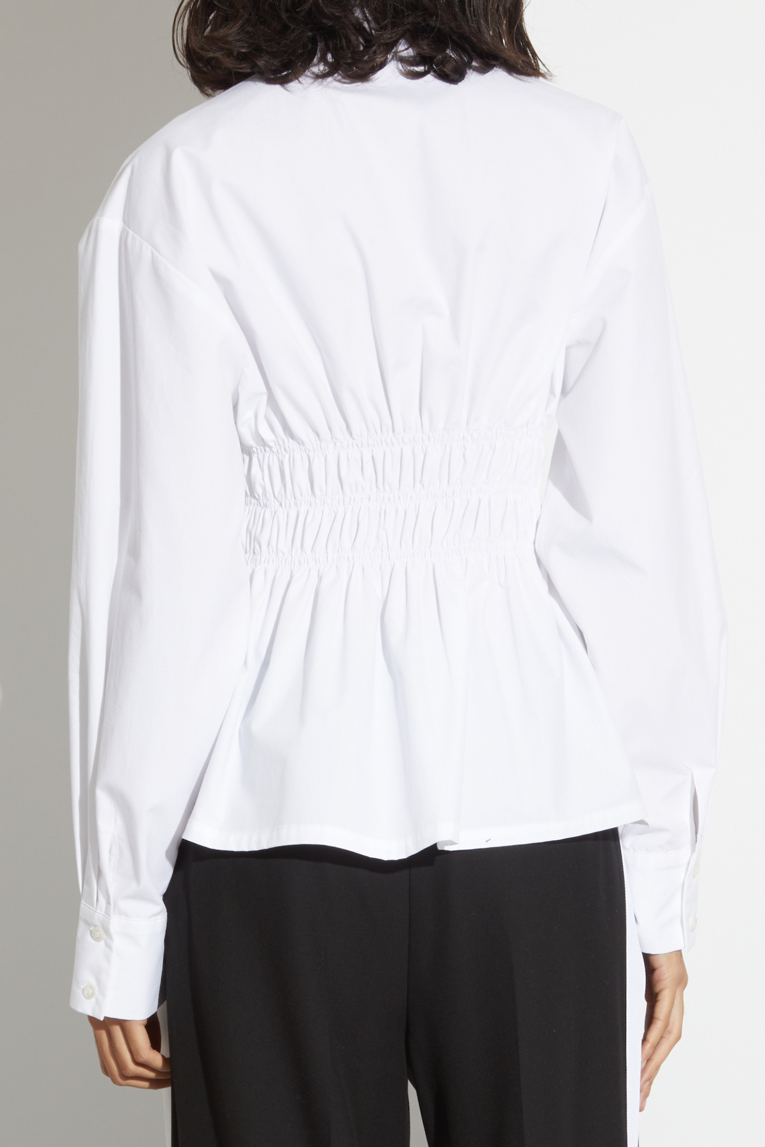 Cleone Shirt - Ruched Front Button Up Shirt in White