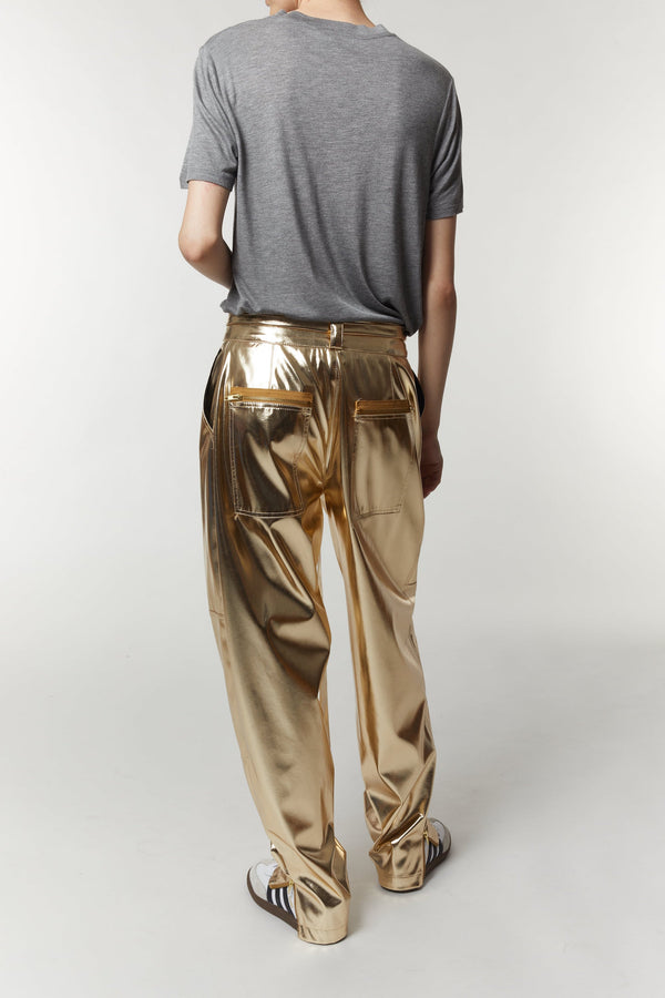Courtney Vegan Leather Pant, Gold
