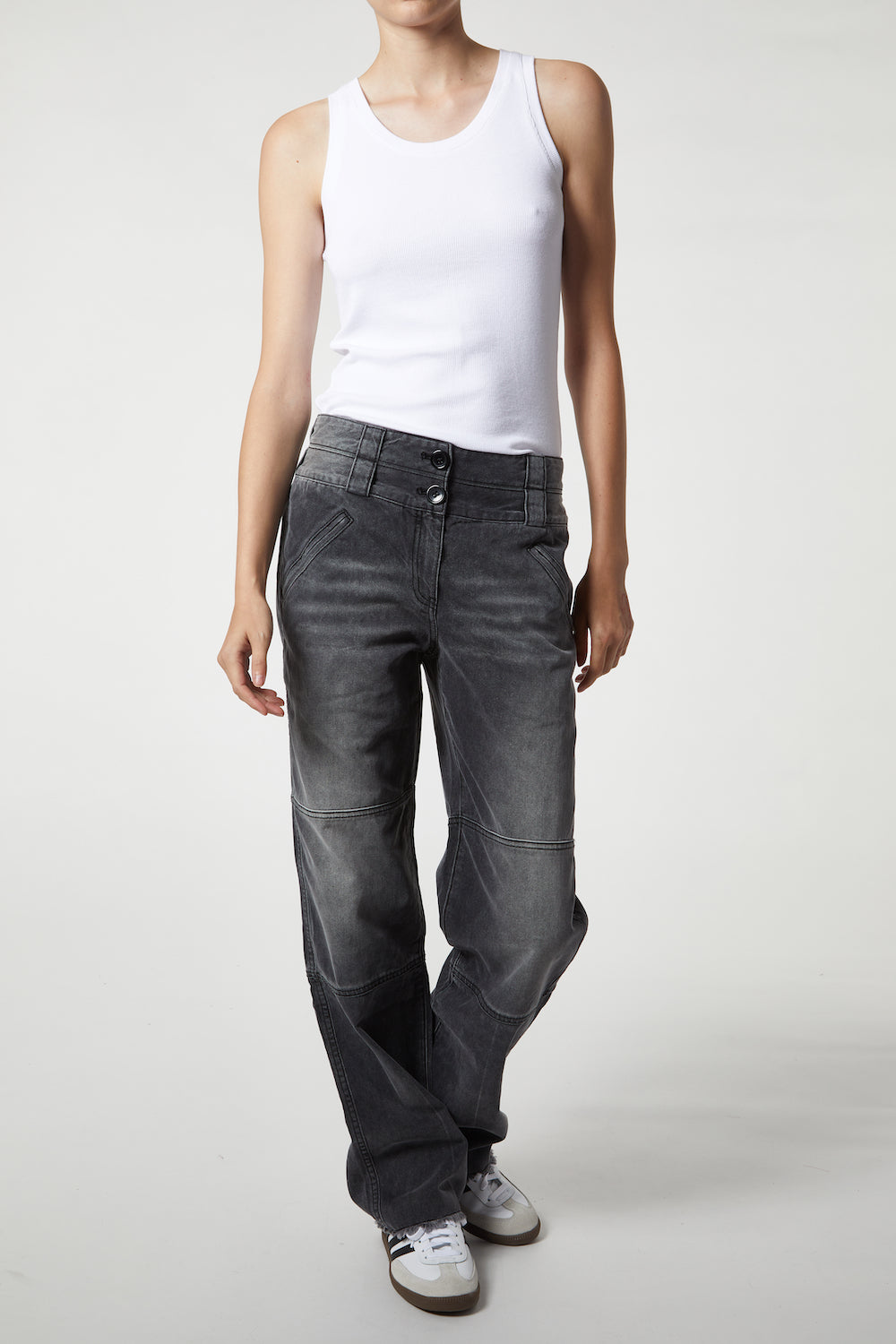 パンツ SAINT LAURENT Woman Pants Grey 824389Y7K17 9787 WOMAN SAINT LAURENT GREY WOOL PANT