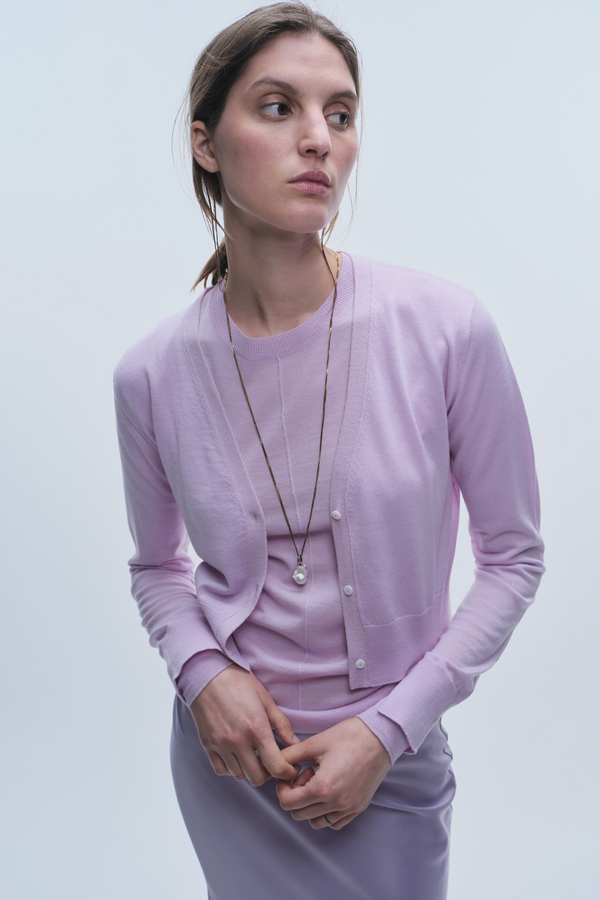 Nixon Cropped Cardigan, Lilac