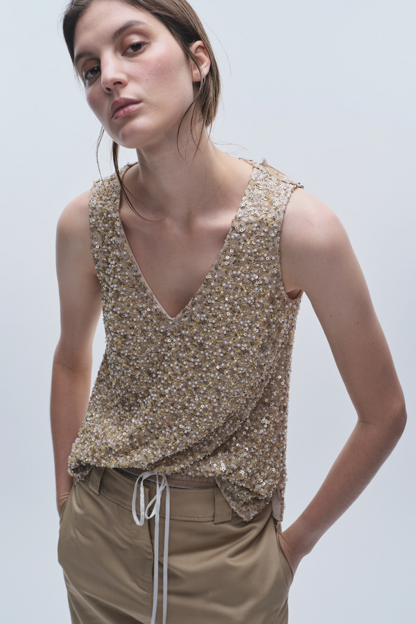 Kinley Beaded Top, Gold