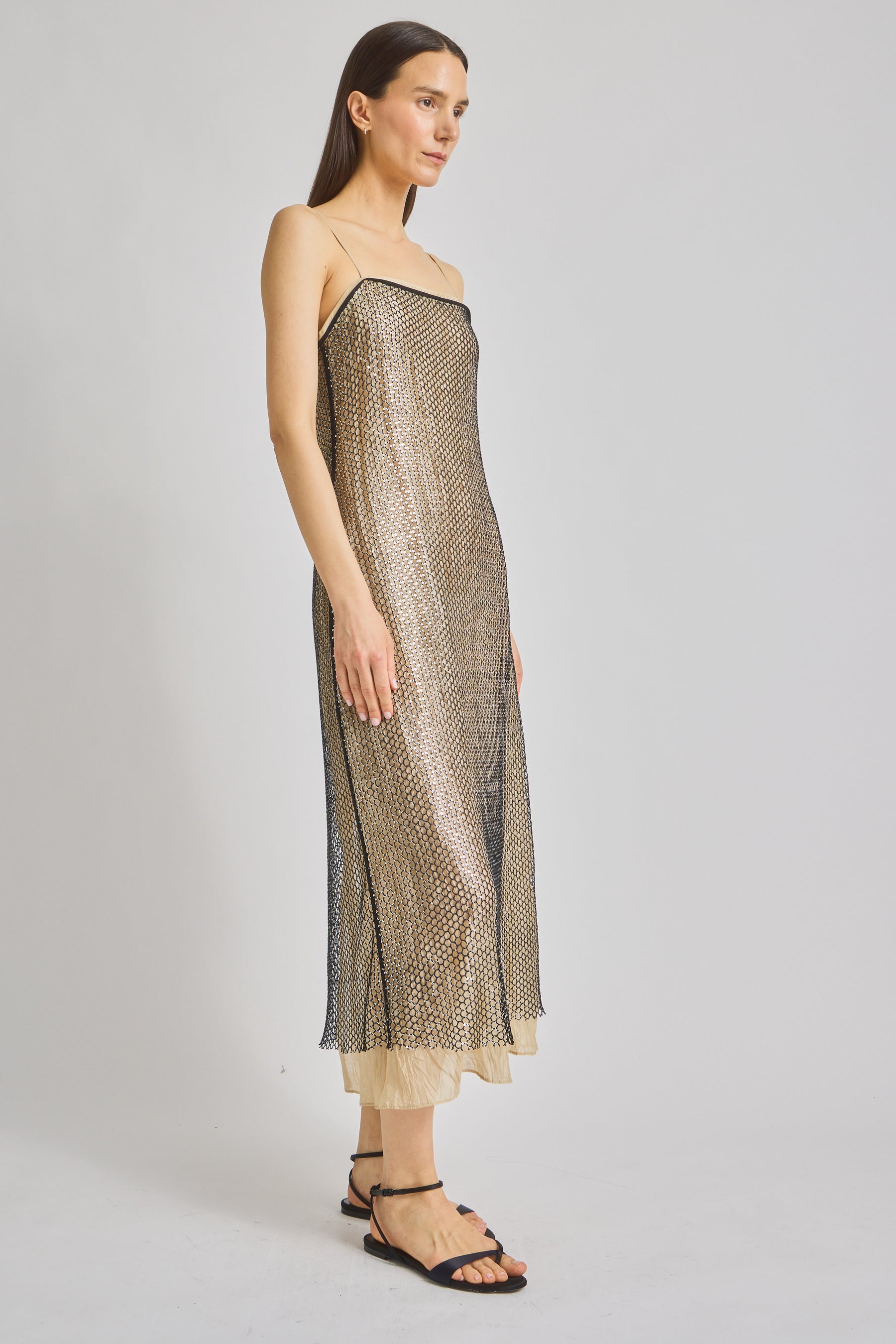 Orleans Mesh Sequin Dress Black / XXS by Saint Art NY