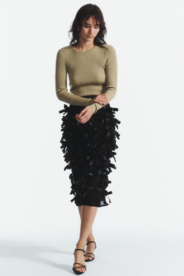 Atlas Rib Crewneck Sweater, Celery