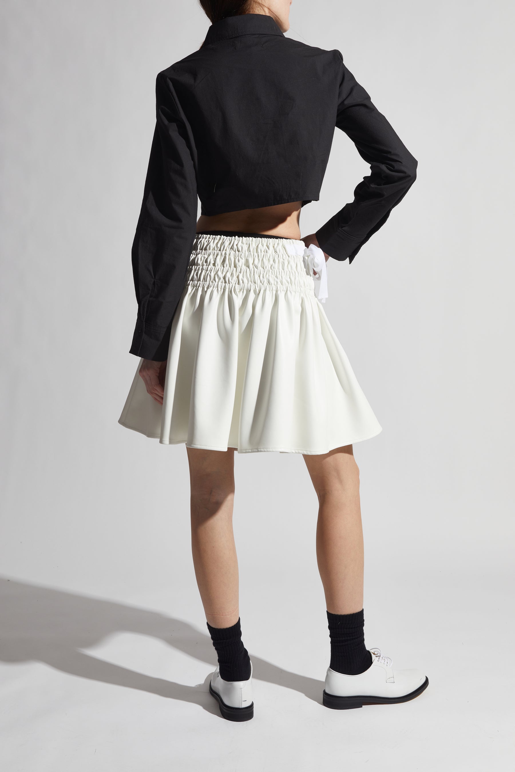 White ruched 2025 leather skirt