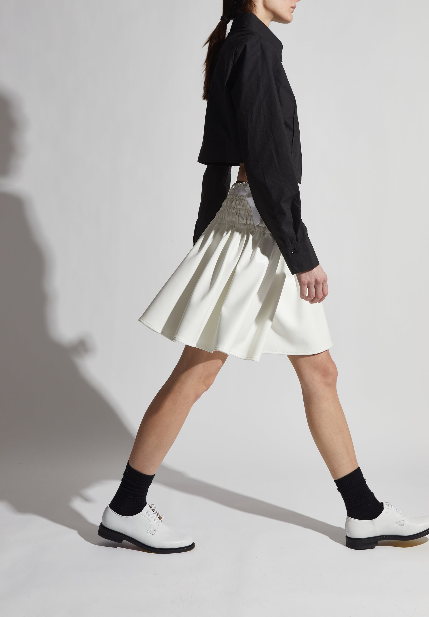 White ruched 2025 leather skirt