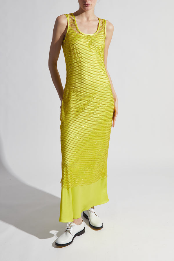 Margot Mesh Sequin Dress, Citron