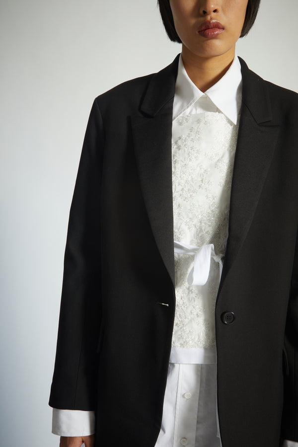 Simone Embellished Tie Vest, White Crepe