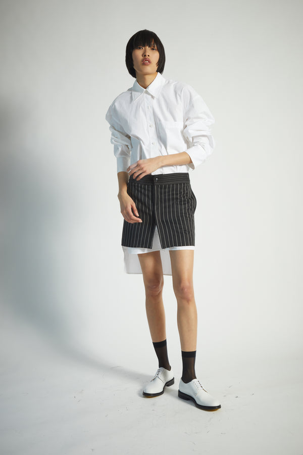 Delancey Combo Pinstripe Mini Skirt, Black