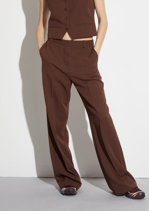 Lucy Mid-rise Relaxed Fit Trouser, Chocolate Brown