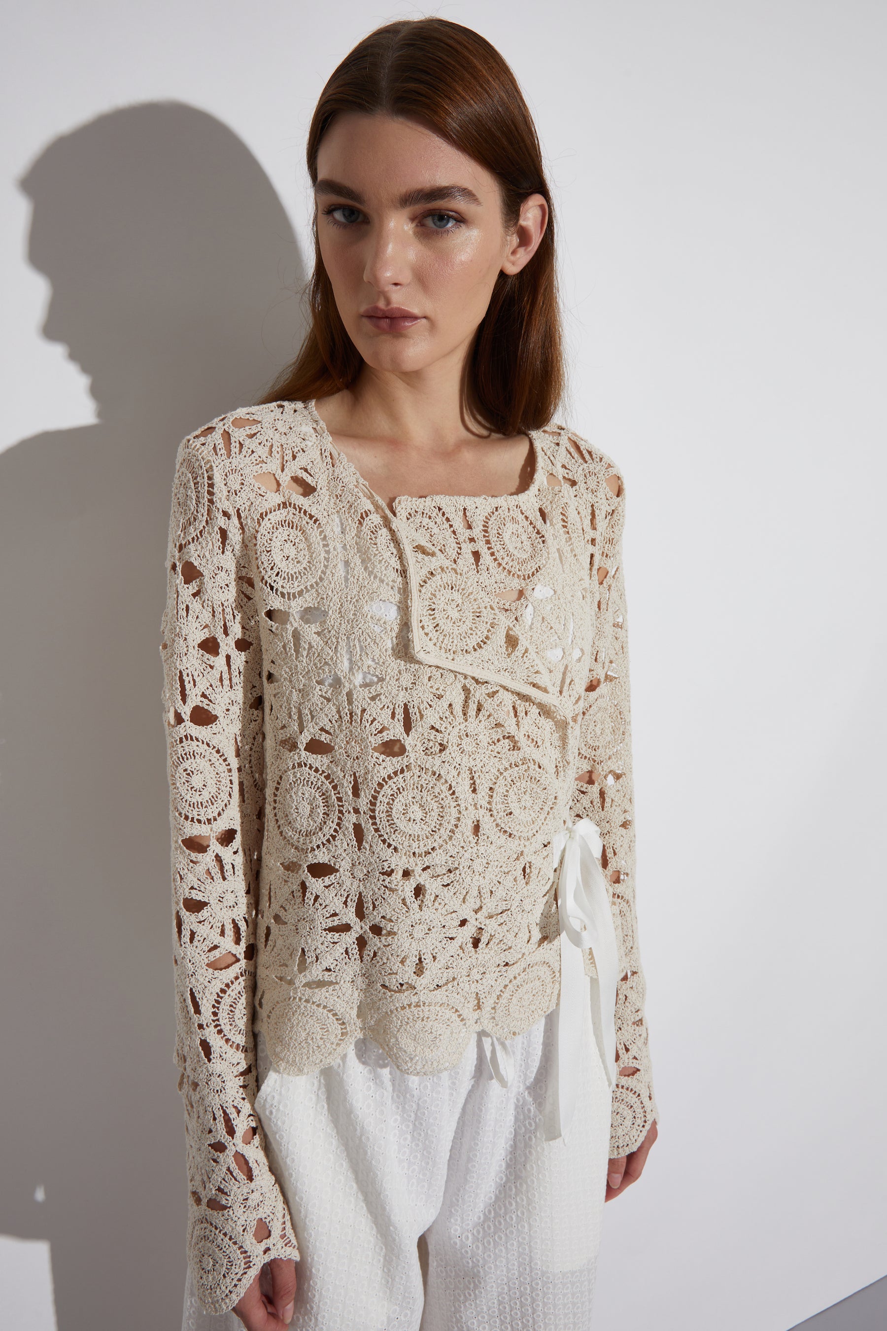 Mila Crochet Tie Jacket, Cream – SAINT ART