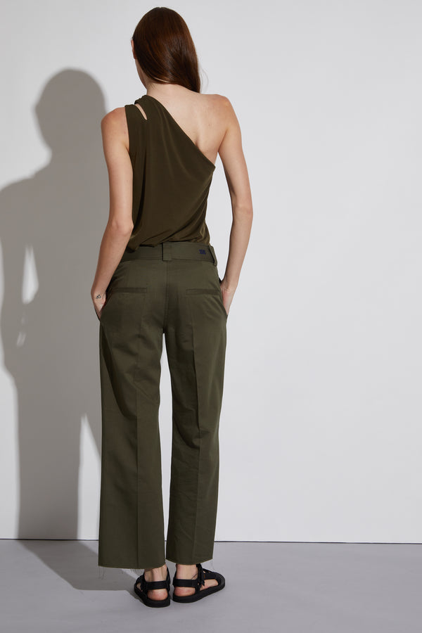 Nessa Mid-rise Straight Leg Cropped Pant, Olive