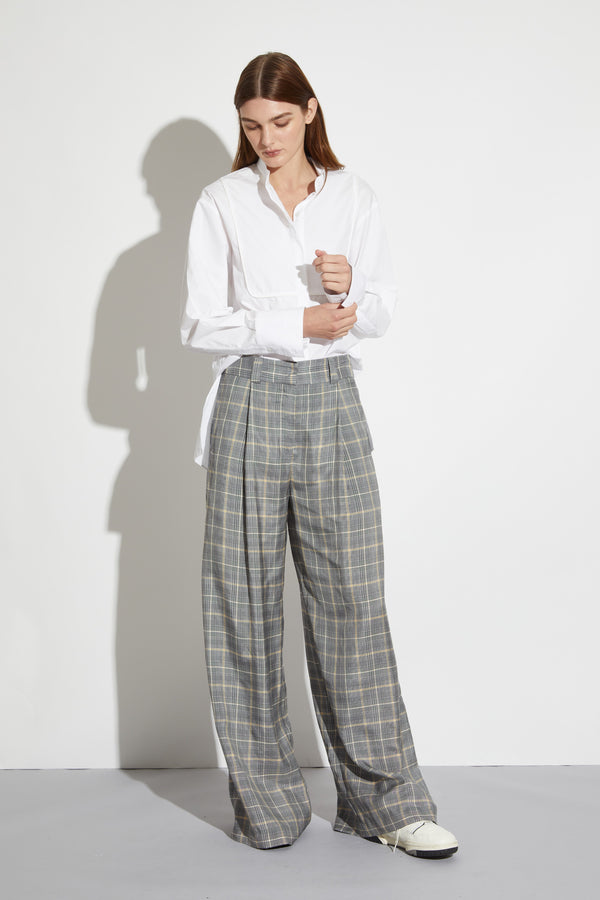 Paige Wideleg Pant, Plaid